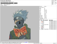 Kakashi Reading Embroidery File 4 size