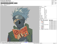 Kakashi Reading Embroidery File 4 size