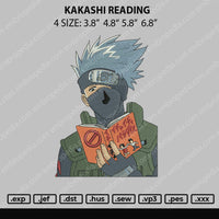 Kakashi Reading Embroidery File 4 size