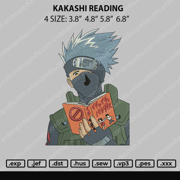 Kakashi Reading Embroidery File 4 size