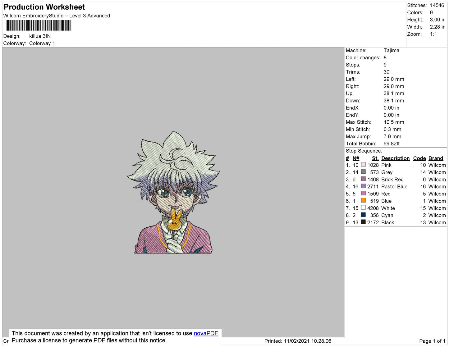 Killua Candy Embroidery File 4 size