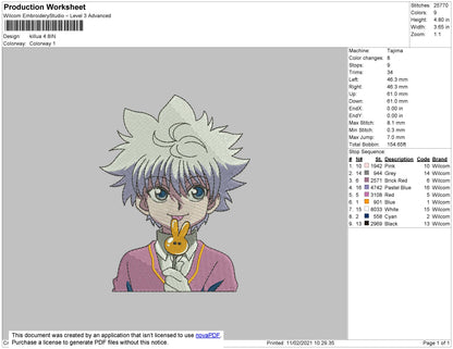 Killua Candy Embroidery File 4 size