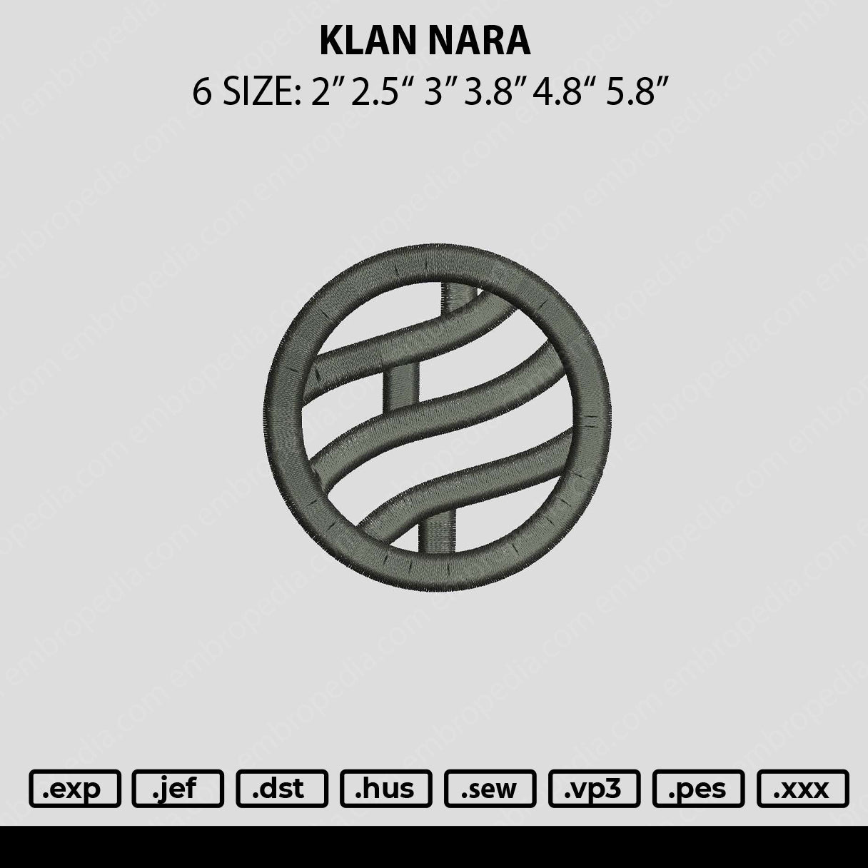 Klan Nara Embroidery File 6 sizes