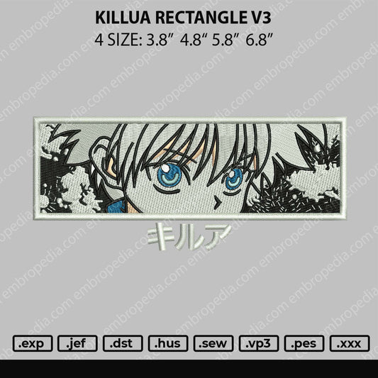Killua Rectangle V3 Embroidery File 4 size