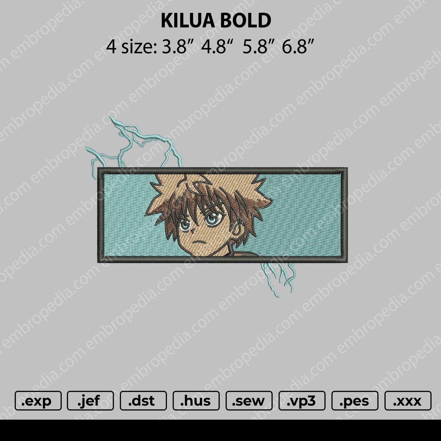 Killua Bold Embroidery File 4 size