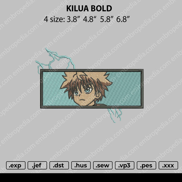 Killua Bold Embroidery File 4 size