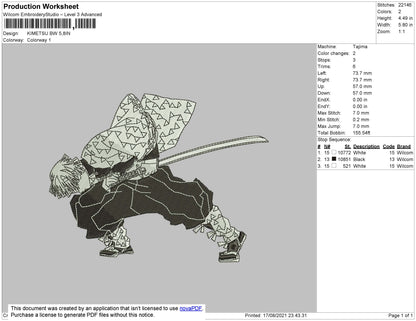 Kimetsu Bw Embroidery File 4 size