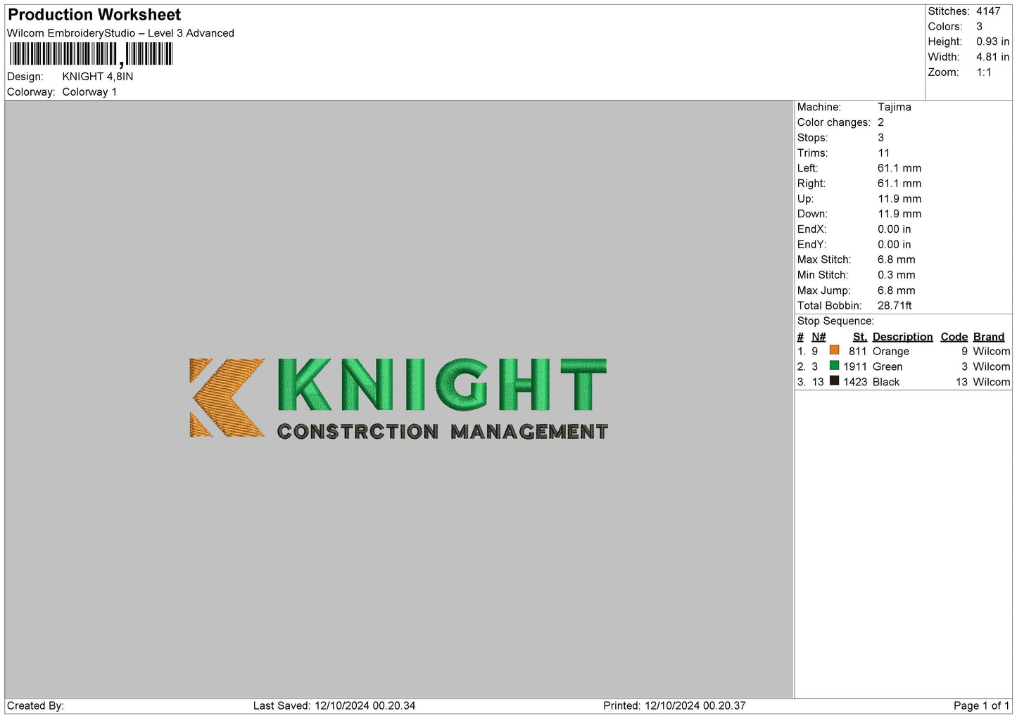 Knight Text Embroidery File 6 sizes