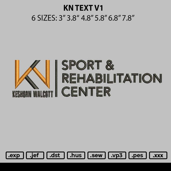 Kn Text V1 Embroidery File 6 sizes