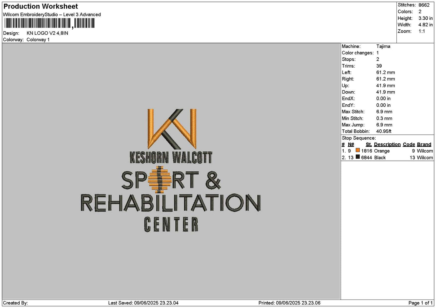 Kn Text V2 Embroidery File 6 sizes