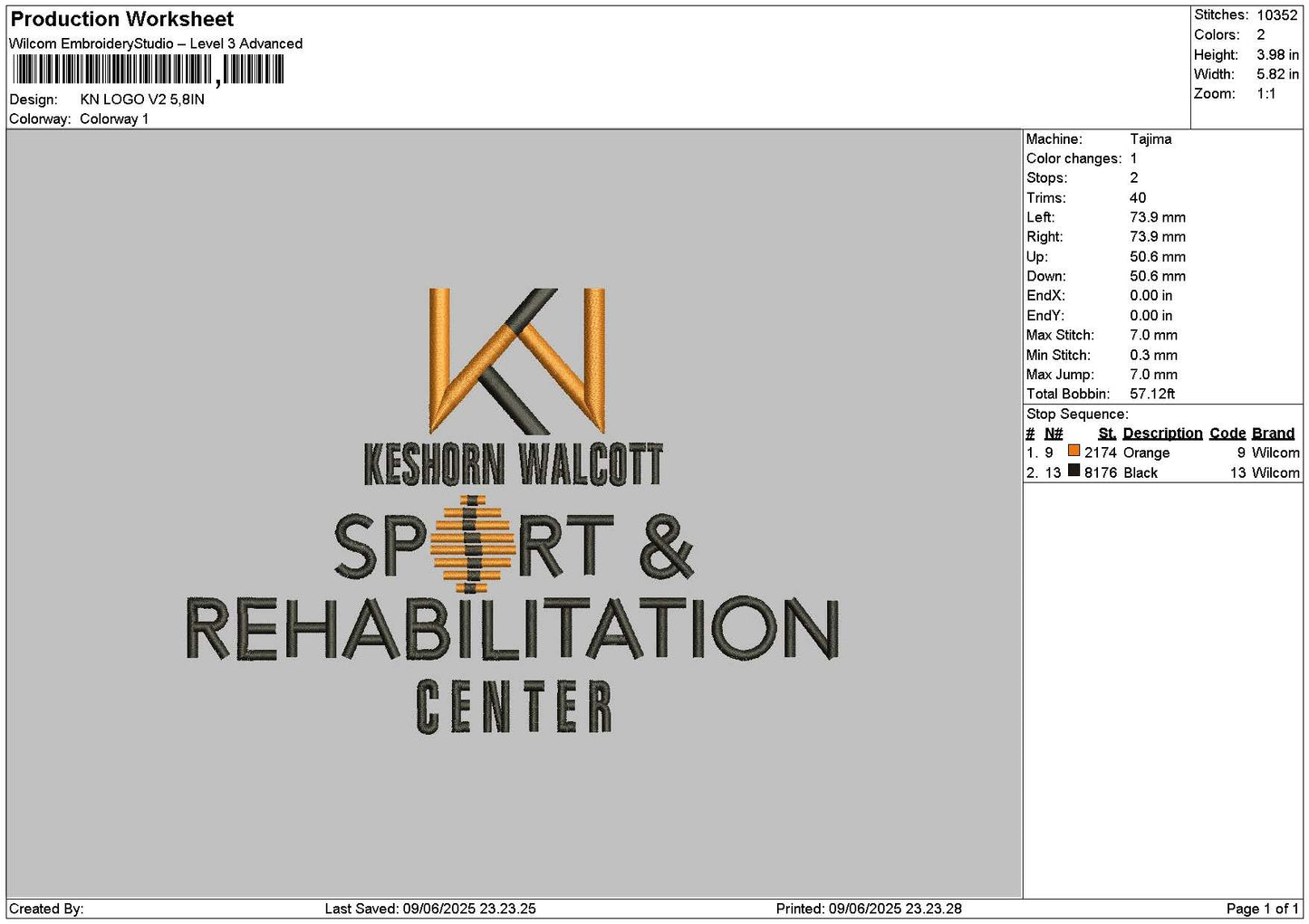 Kn Text V2 Embroidery File 6 sizes