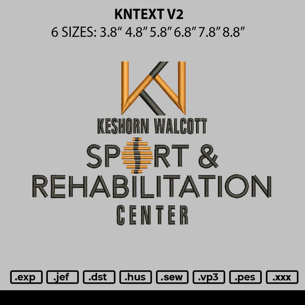 Kn Text V2 Embroidery File 6 sizes