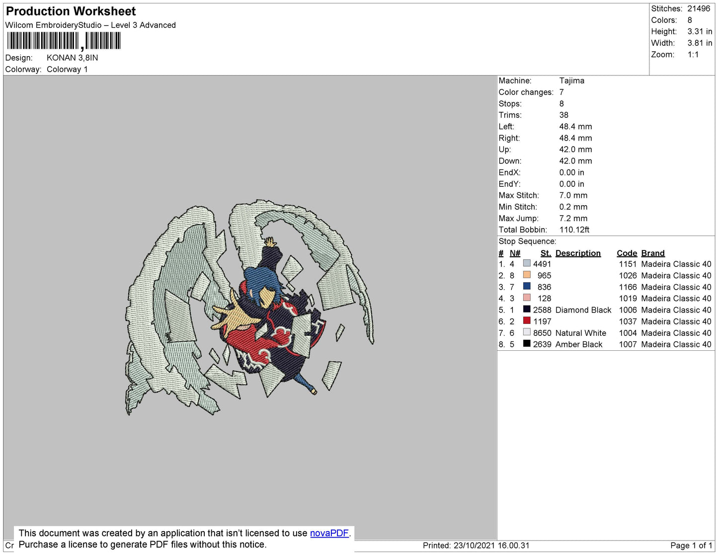 Konan Embroidery File 4 size