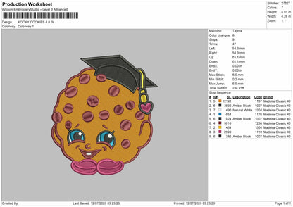 Cookie 1207 Embroidery Machine Design File 6 sizes