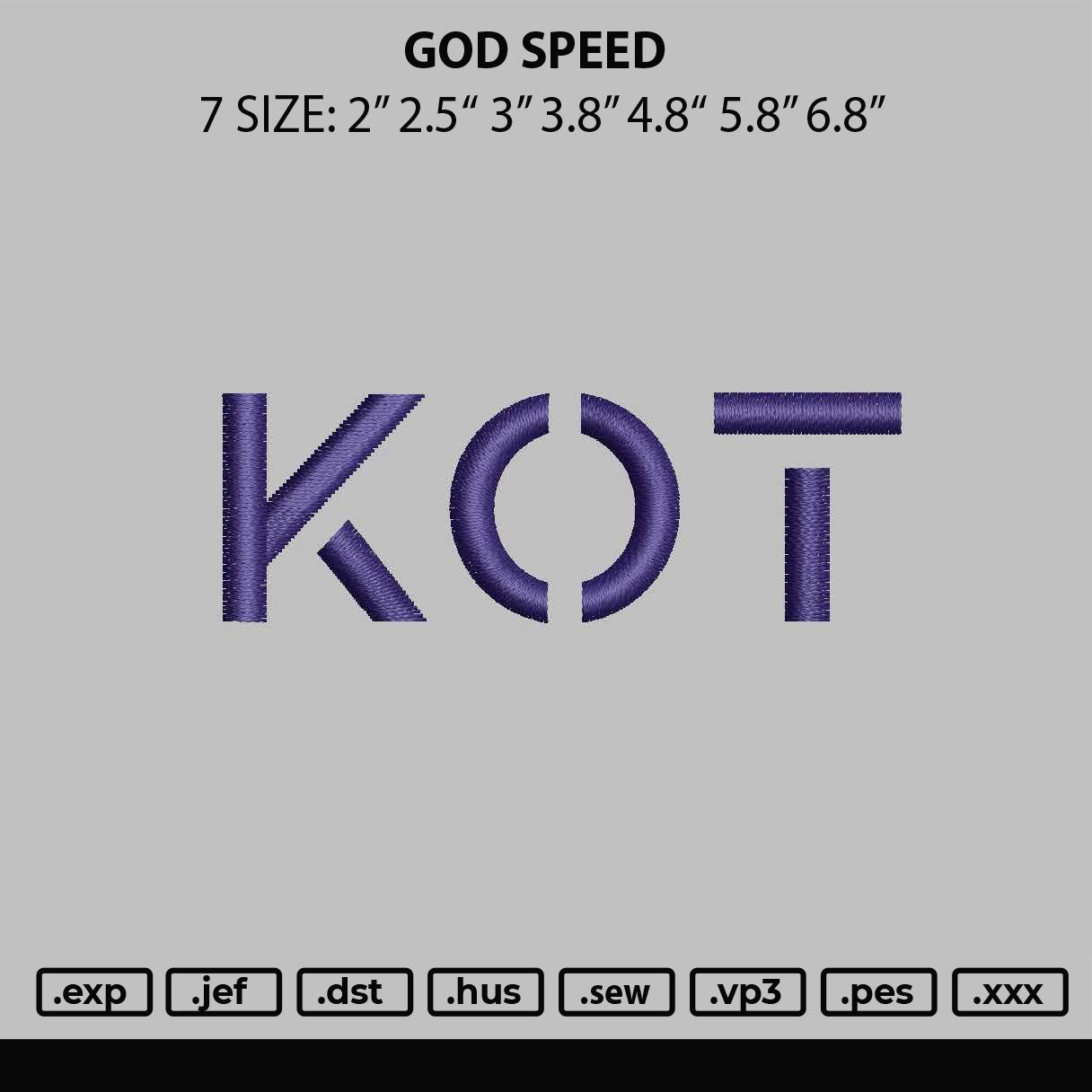 Kot Embroidery File 6 sizes