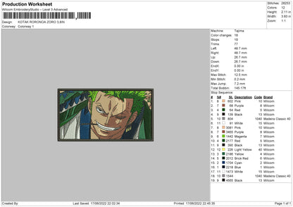 Rectangle Roronoa Embroidery File 4 size