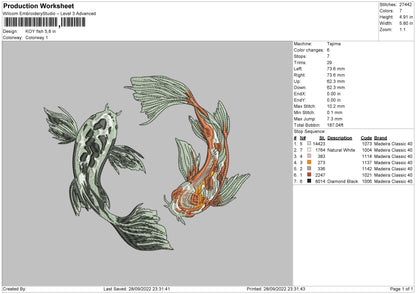 Koy Fish Embroidery FIle 6 sizes