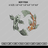 Koy Fish Embroidery FIle 6 sizes