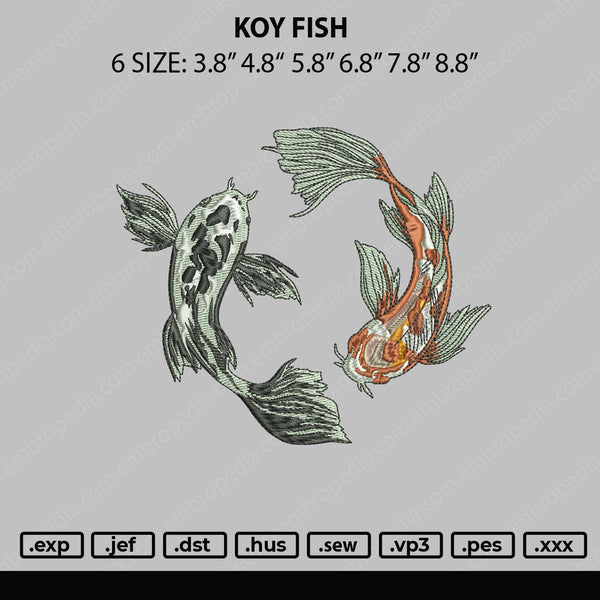 Koy Fish Embroidery FIle 6 sizes