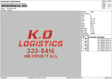 Logistictext Embroidery File 6 sizes