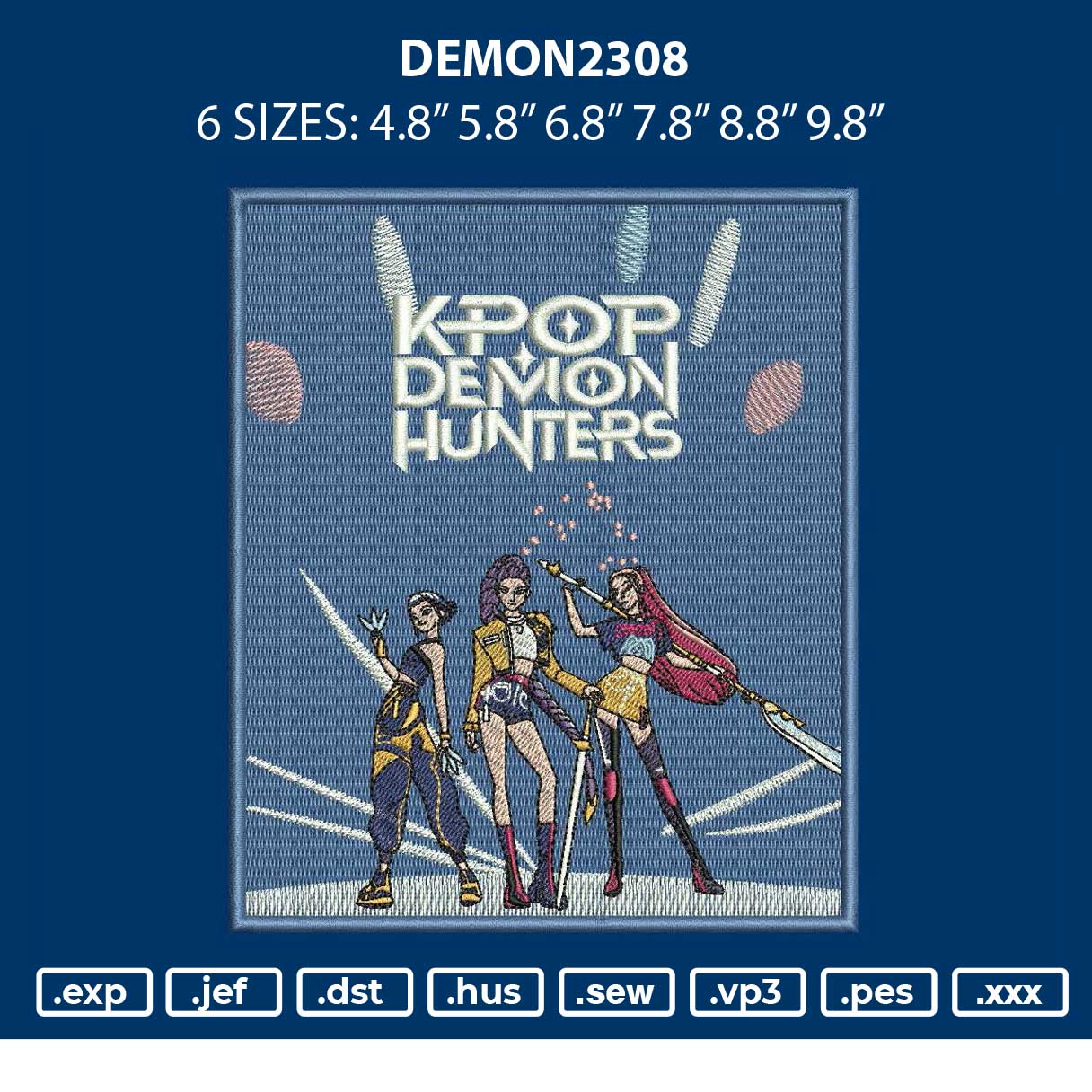 Demon 2308 Embroidery File 6 sizes