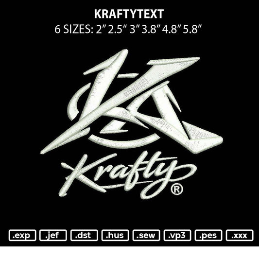 Kraftytext Embroidery File 6 sizes