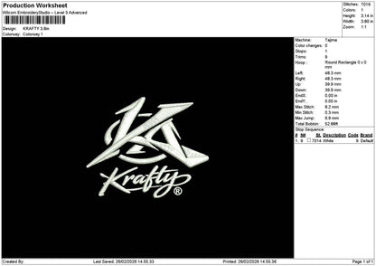 Kraftytext Embroidery File 6 sizes