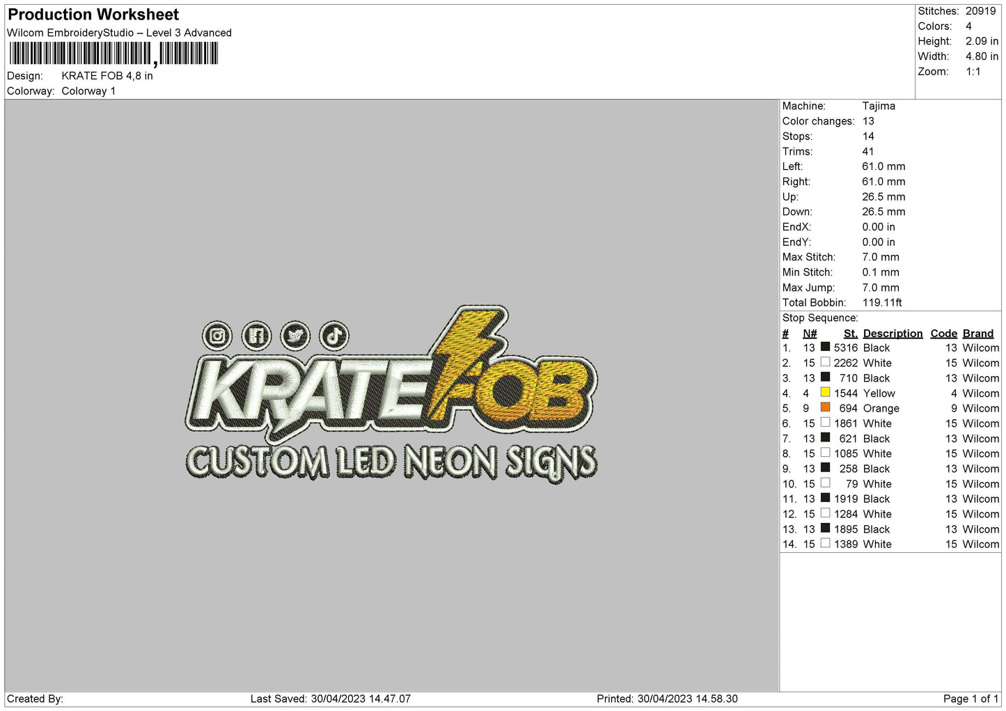 Krate Fob Embroidery File 6 sizes
