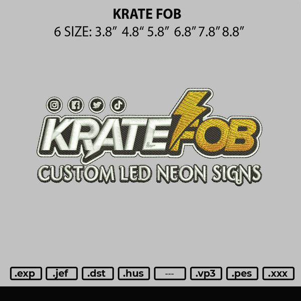 Krate Fob Embroidery File 6 sizes