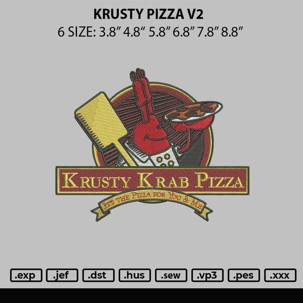Krusty Pizza V2 Embroidery File 6 sizes