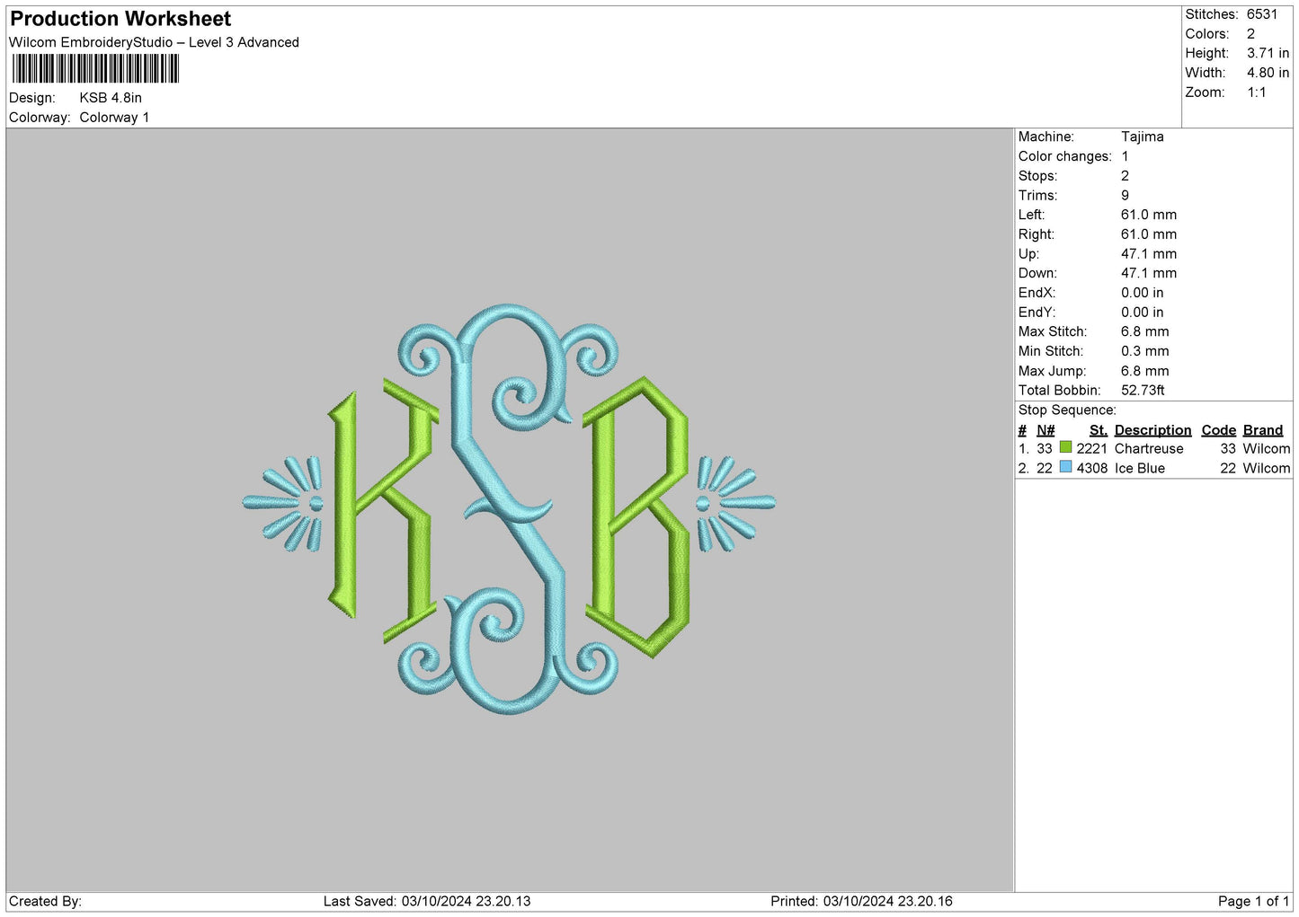 Ksbtext Embroidery File 6 sizes