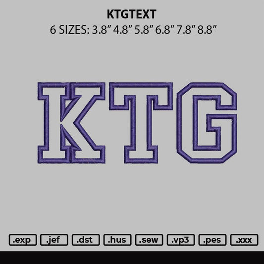 Ktgtext Embroidery File 6 sizes