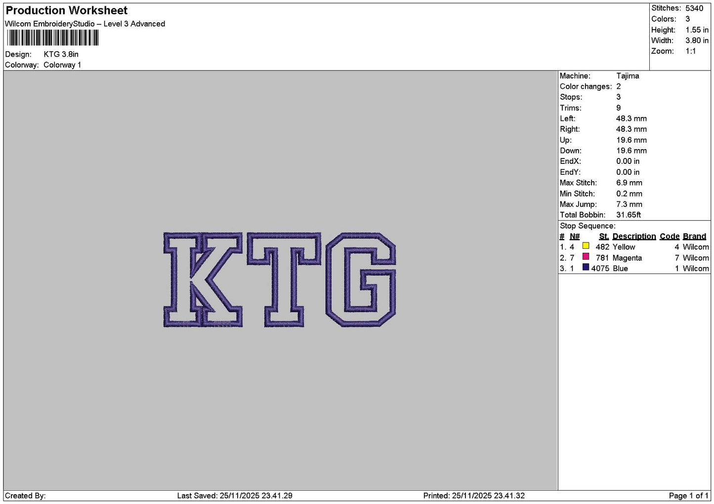 Ktgtext Embroidery File 6 sizes