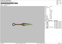 Kunai Realistic Embroidery File 5 sizes