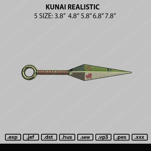 Kunai Realistic Embroidery File 5 sizes