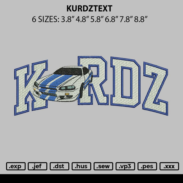 Kurdztext Embroidery File 6 sizes