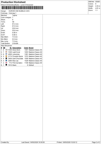 Kuro Bubble Embroidery File 6 sizes
