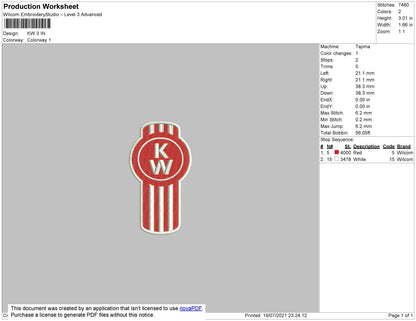 KW Embroidery File 3 size