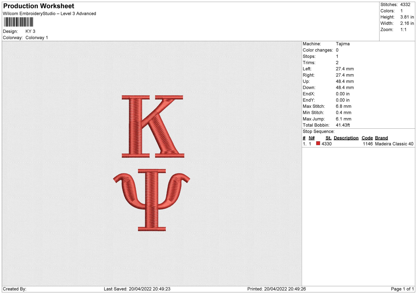 KY Embroidery File 4 size