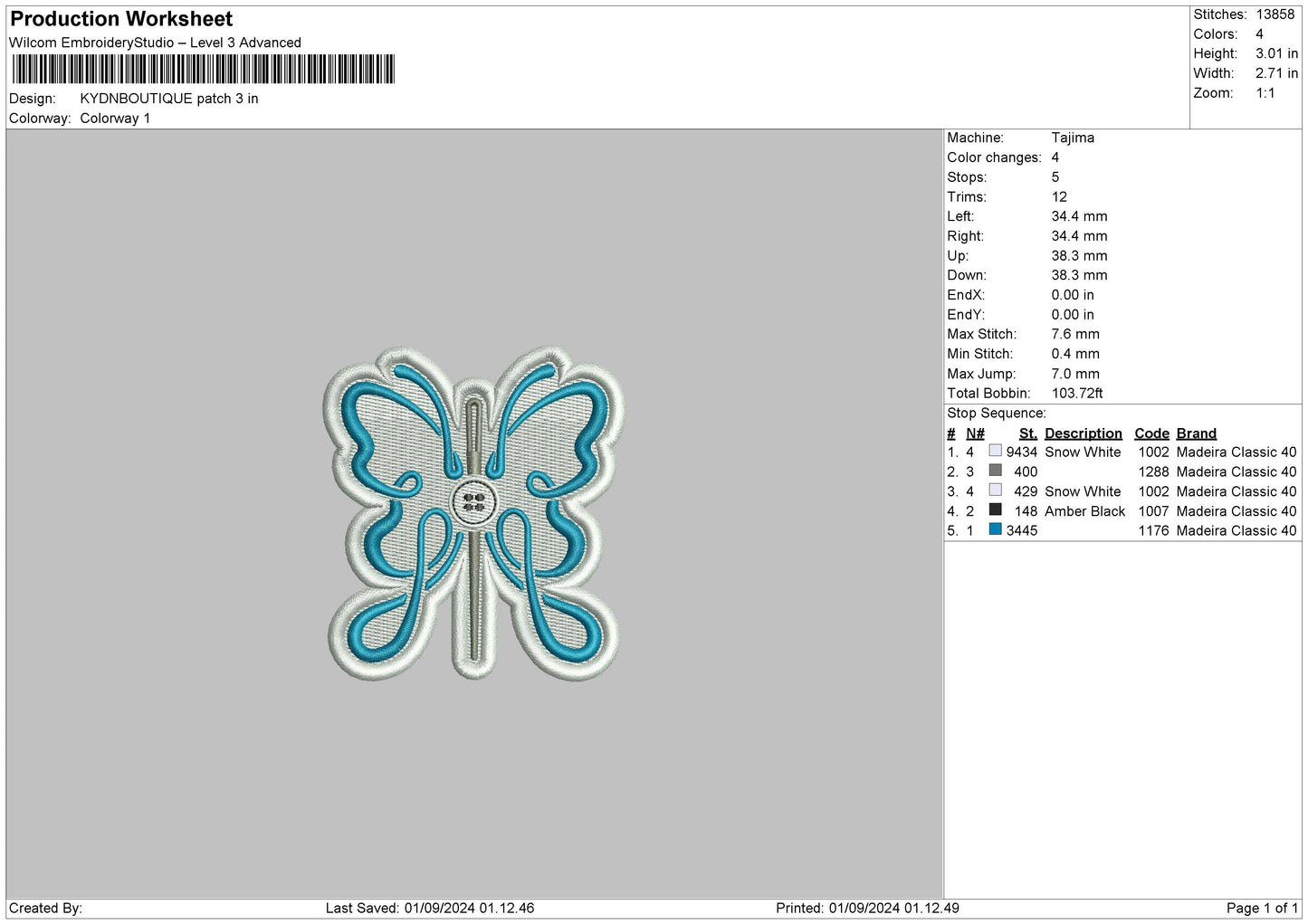 Butterfly Patch Embroidery File 6 sizes