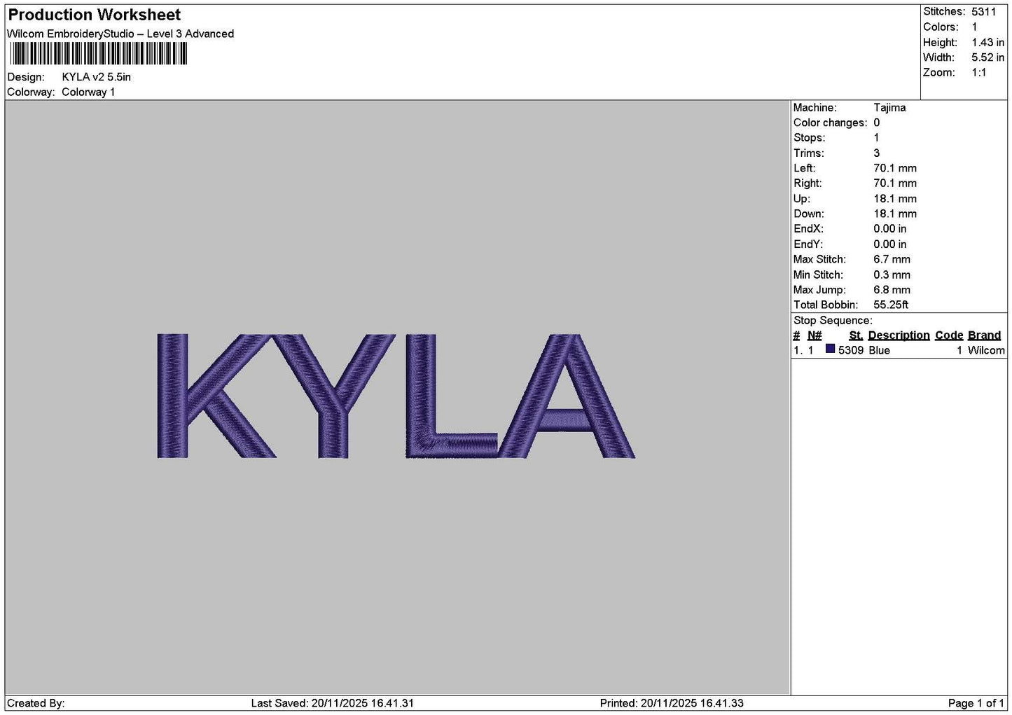 Kylatext v2 Embroidery File 6 sizes