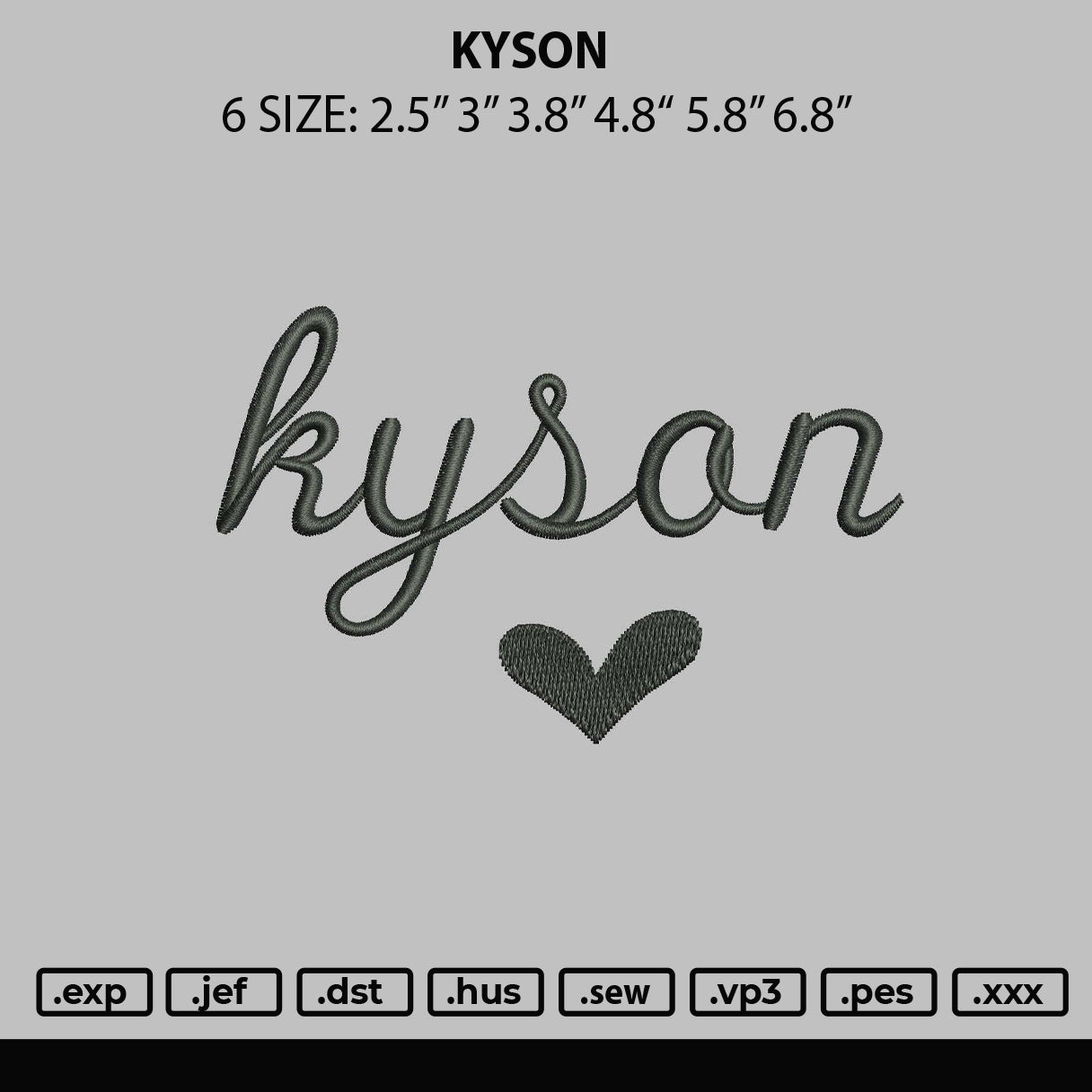 Kyson Embroidery File 6 sizes