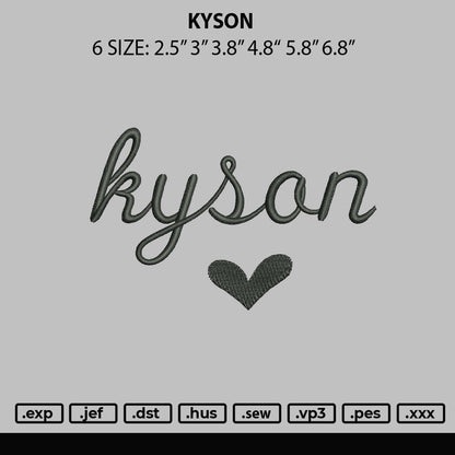 Kyson Embroidery File 6 sizes