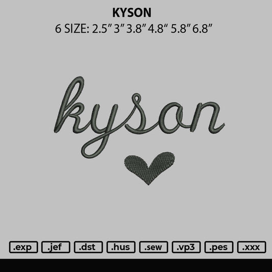 Kyson Embroidery File 6 sizes