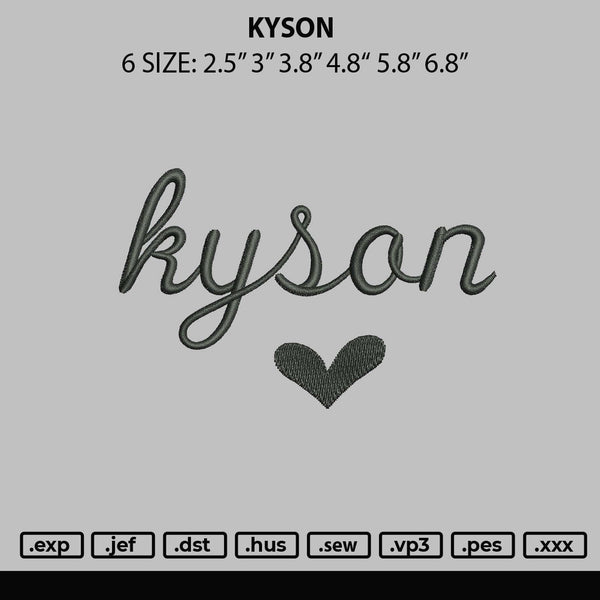 Kyson Embroidery File 6 sizes