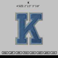 K Embroidery File 4 size