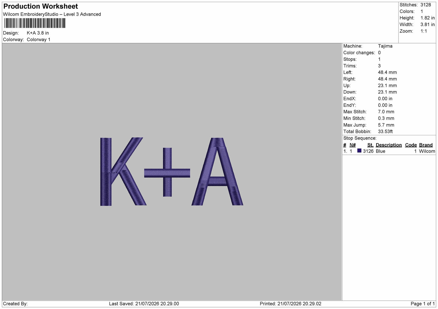 Ka Text Embroidery Machine Design File 6 sizes