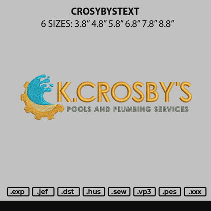 Crosbystext Embroidery File 6 sizes