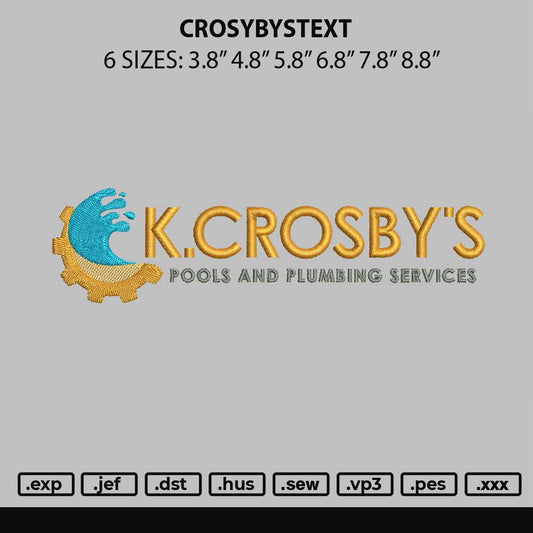 Crosbystext Embroidery File 6 sizes