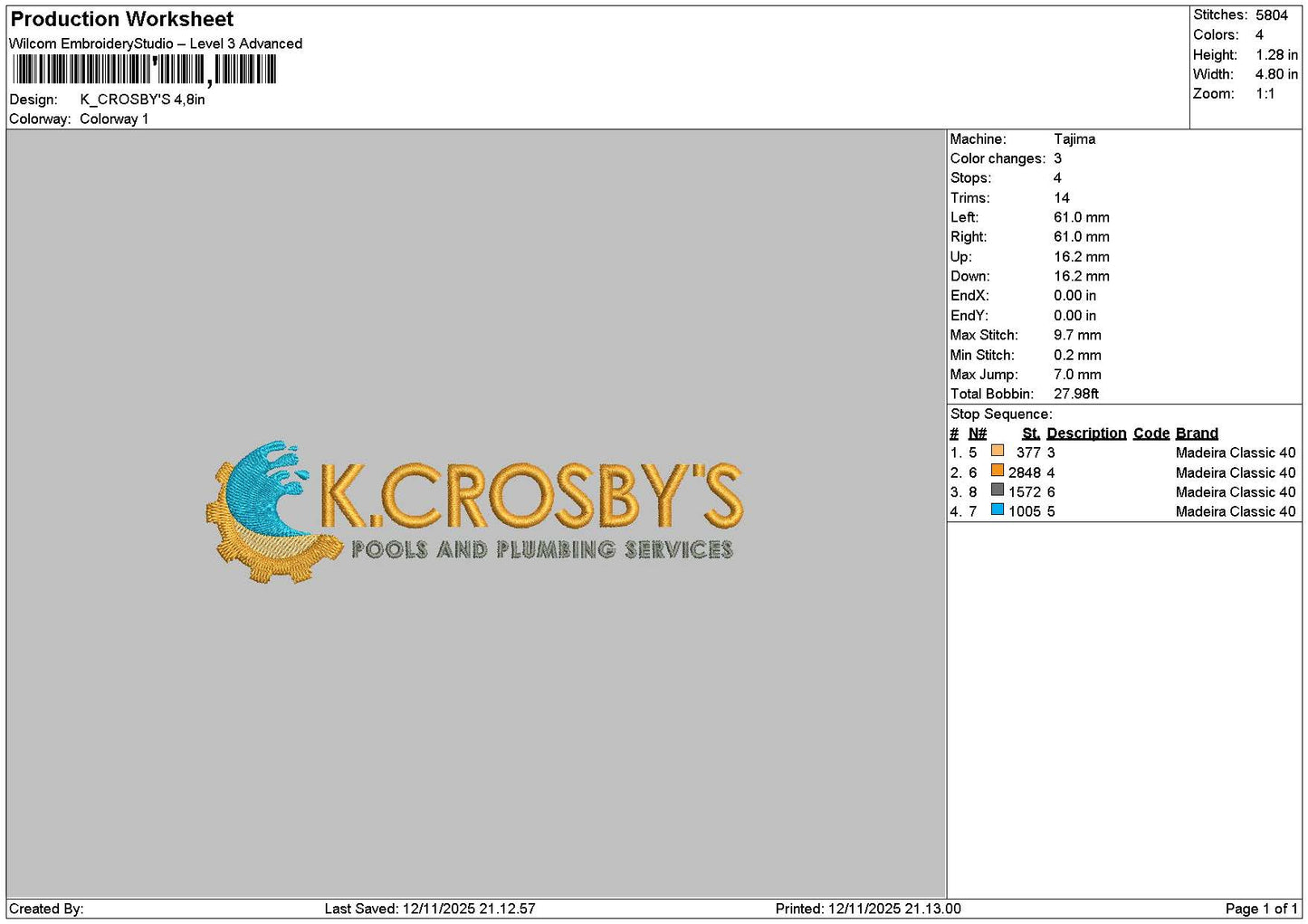 Crosbystext Embroidery File 6 sizes